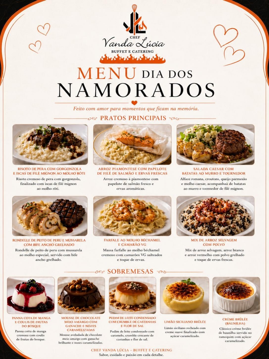 Cardápio do Jantar dos Namorados — Chef Vanda Lúcia